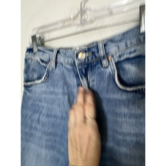 We The Free High Rise Straight Wide Leg Raw Hem Jeans Size 25 - Picture 4 of 12